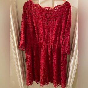Lane Bryant Red lace Ruffled Tiered Dress